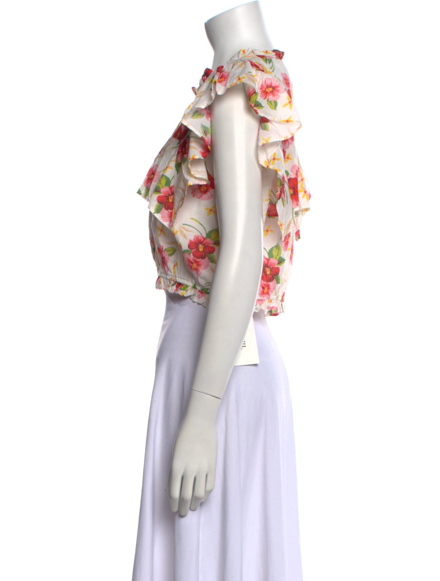 LoveShackFancy Floral Print Crew Neck Crop Top w/ Tags