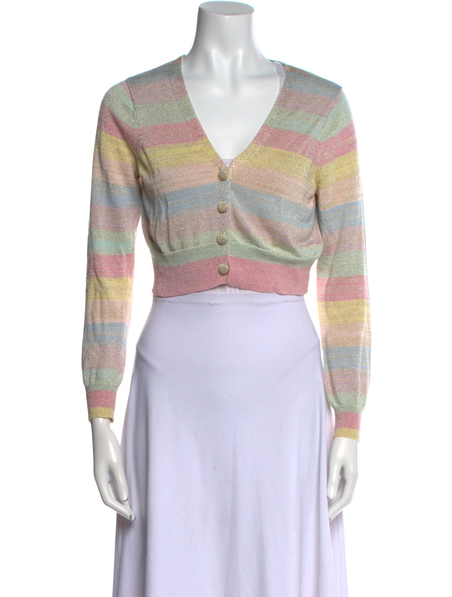 LoveShackFancy Striped V-Neck Sweater