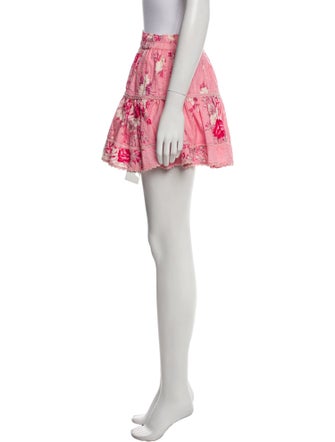 LoveShackFancy Floral Print Mini Skirt