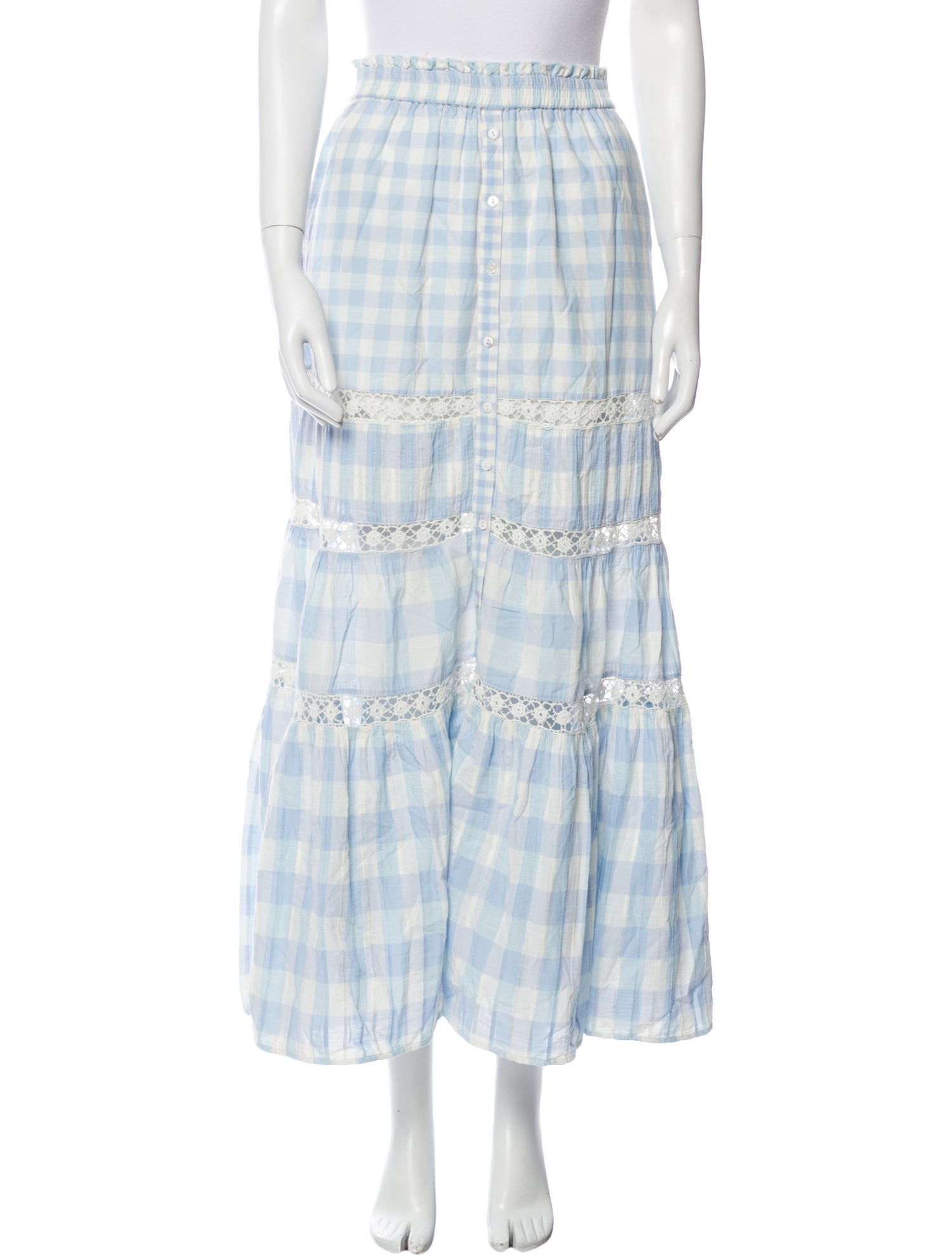 LoveShackFancy Plaid Print Long Skirt