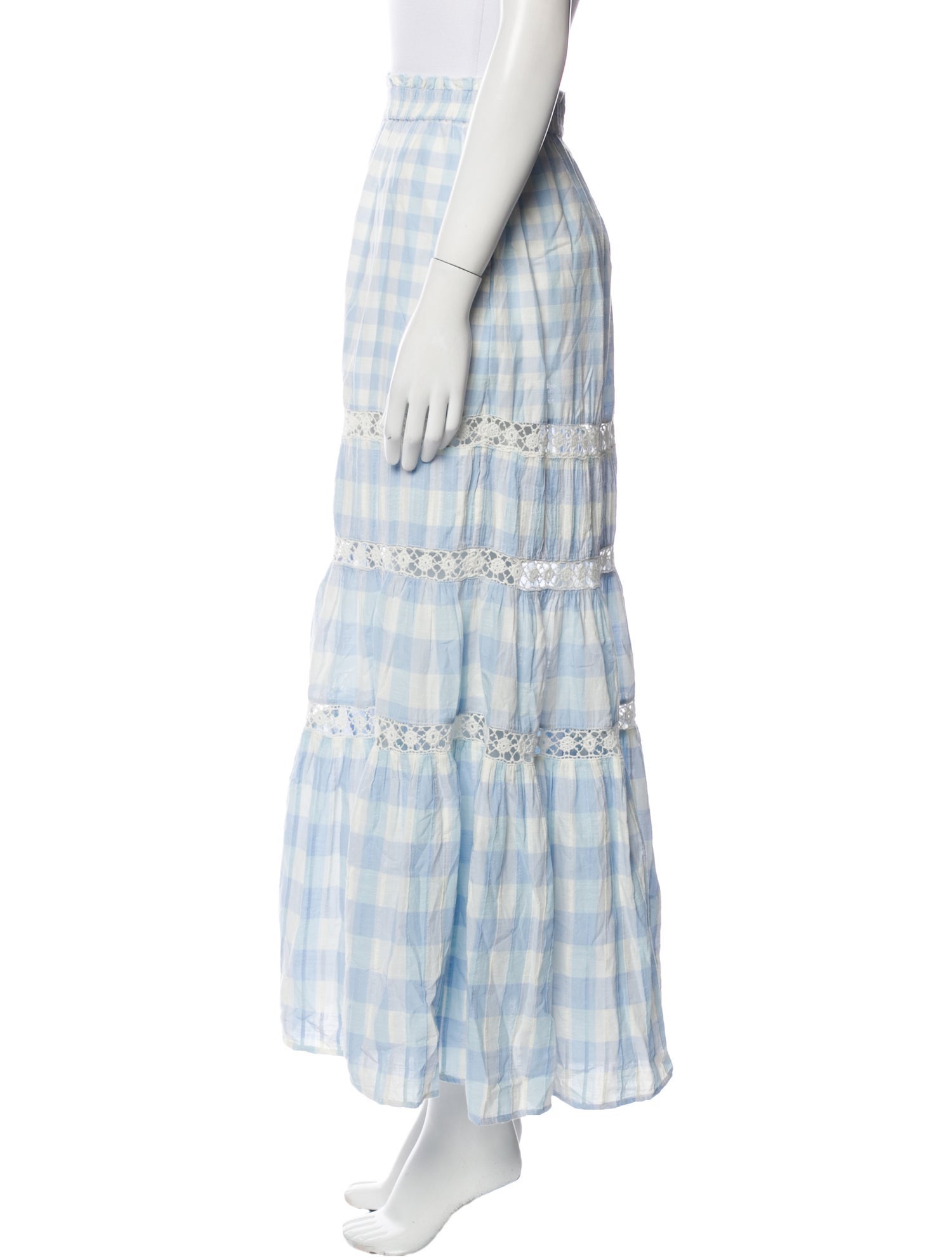 LoveShackFancy Plaid Print Long Skirt