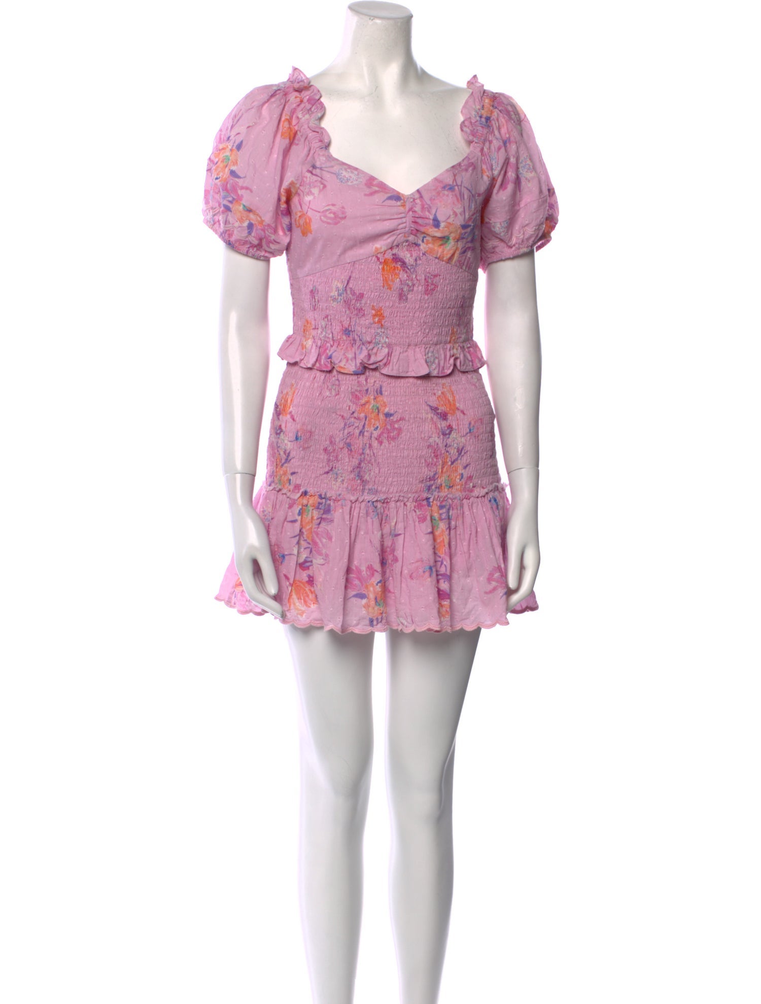 LoveShackFancy Floral Print Mini Dress