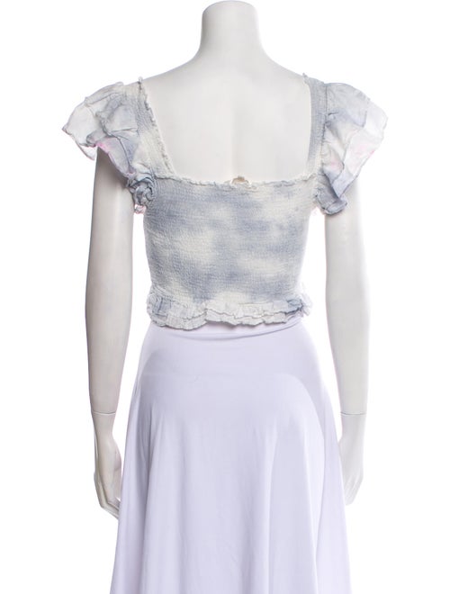 LoveShackFancy Tie-Dye Print Square Neckline Crop Top