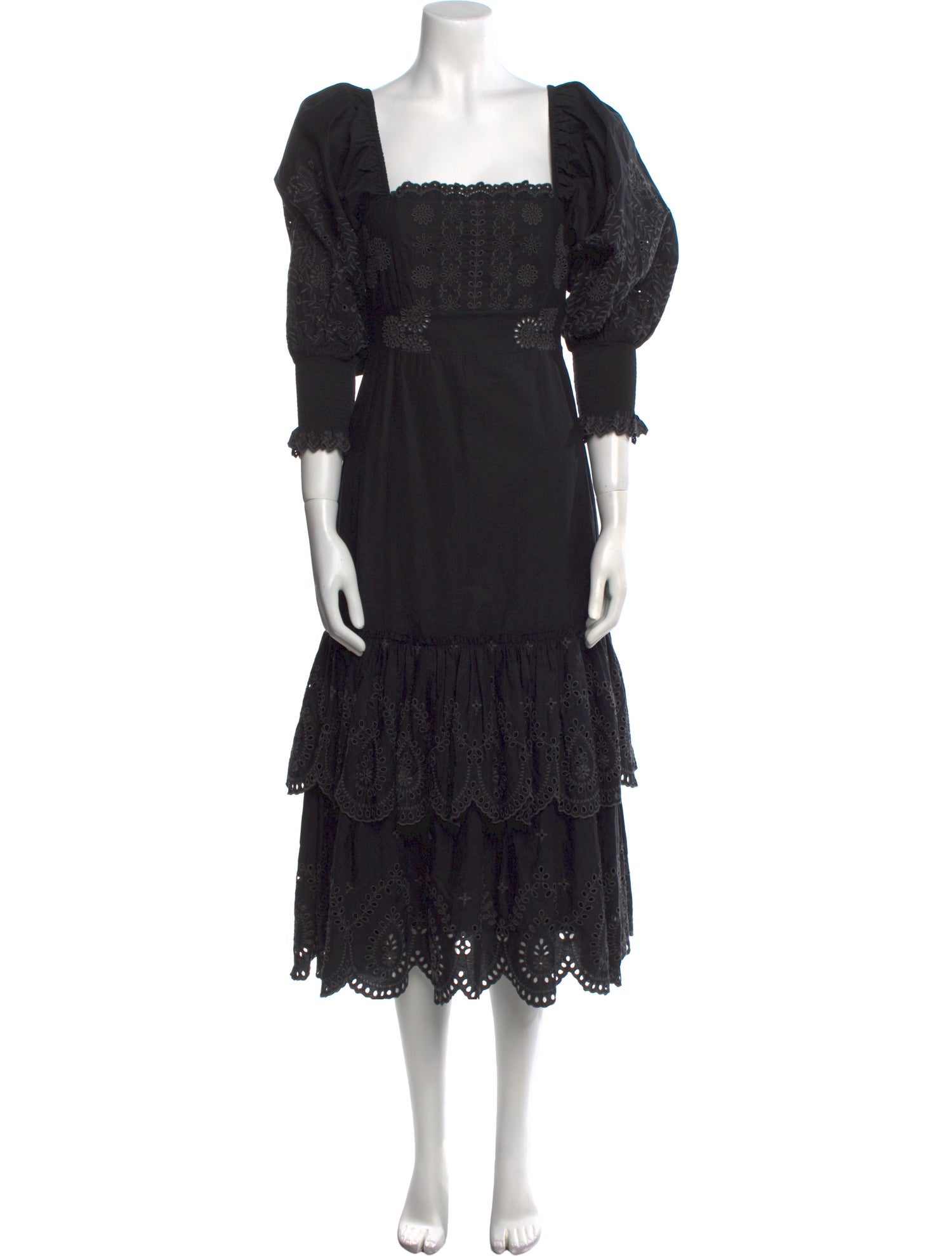 LoveShackFancy Square Neckline Midi Length Dress