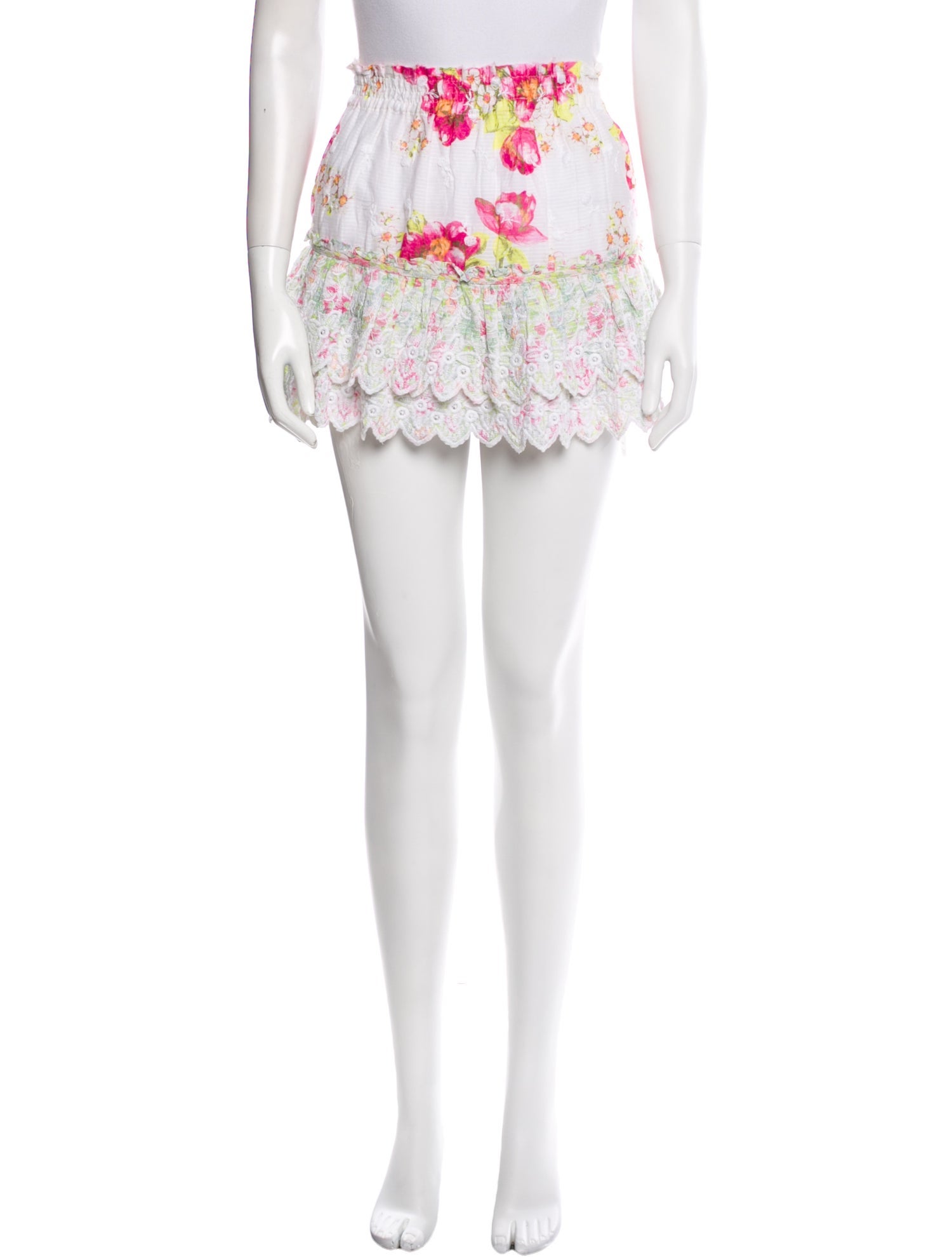 LoveShackFancy Floral Print Mini Skirt