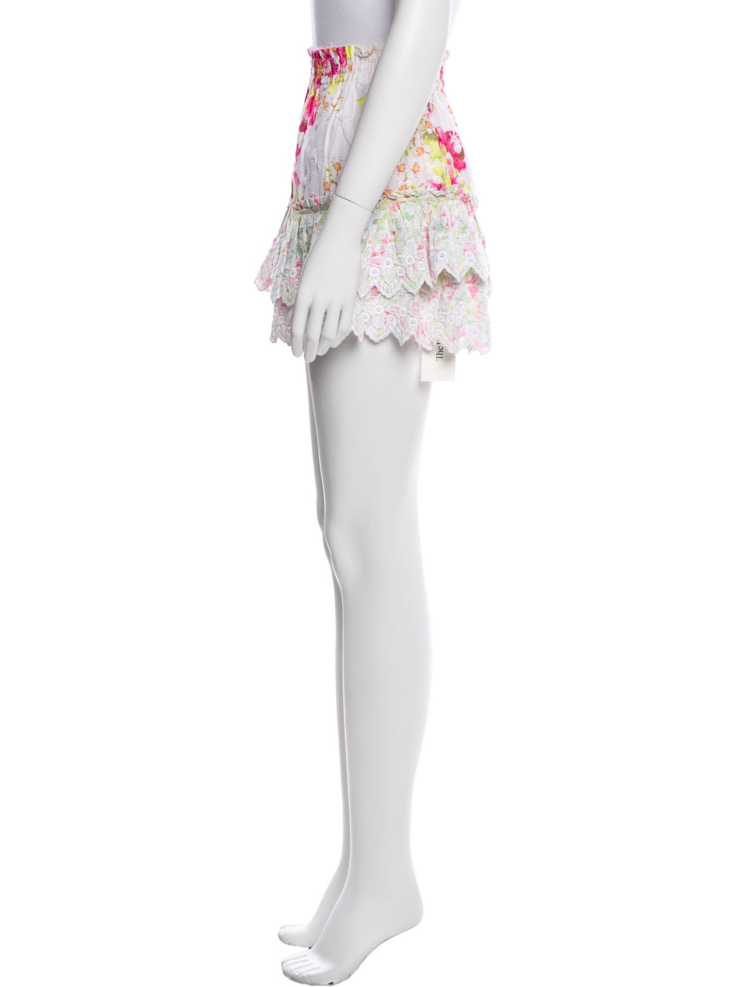 LoveShackFancy Floral Print Mini Skirt