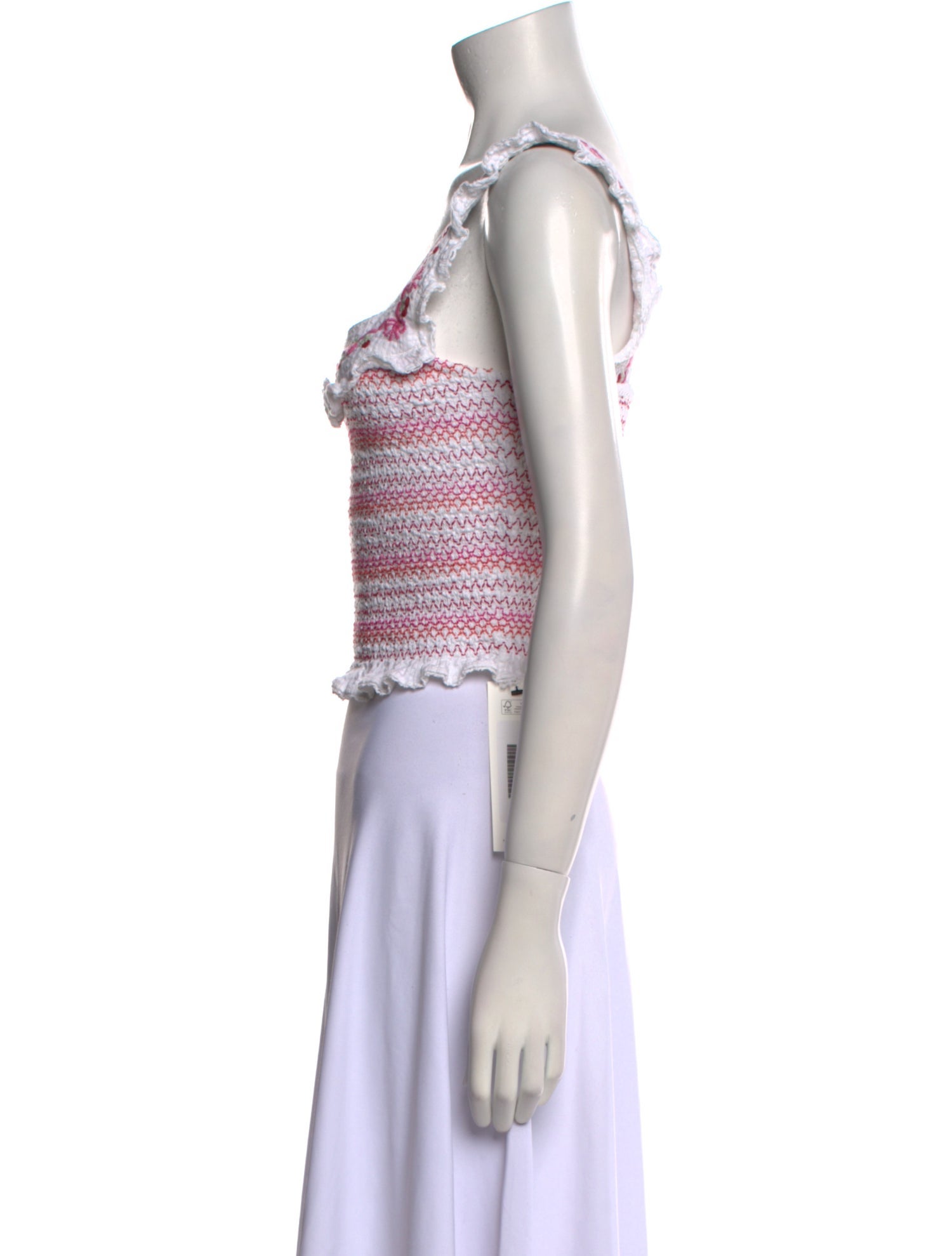 LoveShackFancy Striped Square Neckline Crop Top