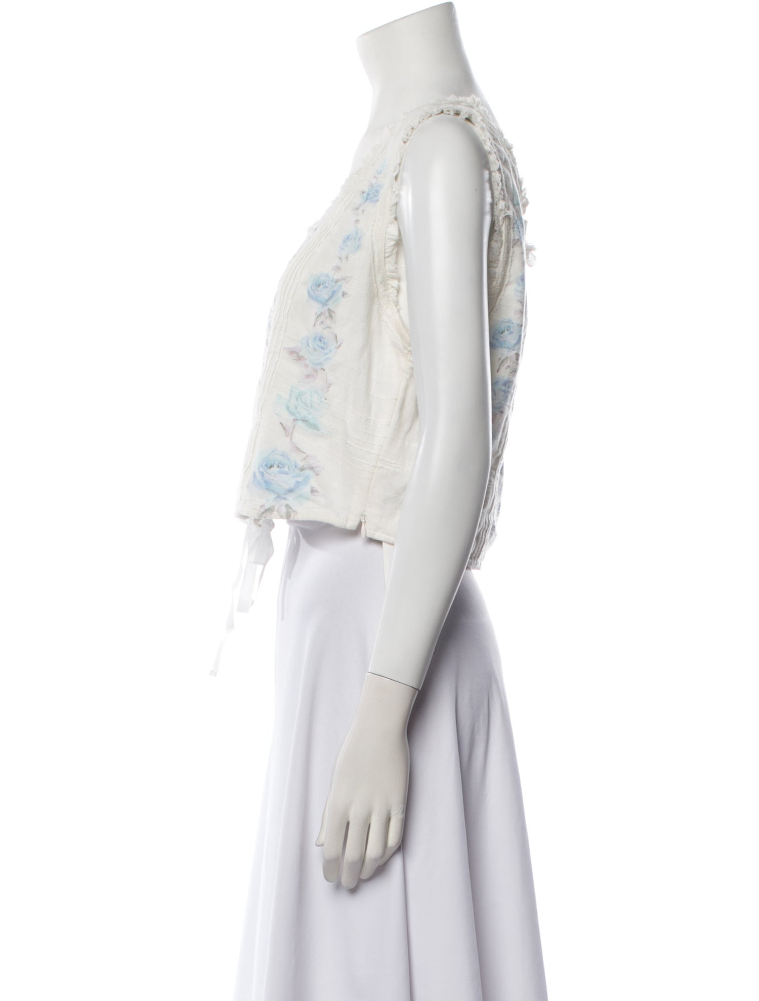 LoveShackFancy Floral Print V-Neck Crop Top w/ Tags