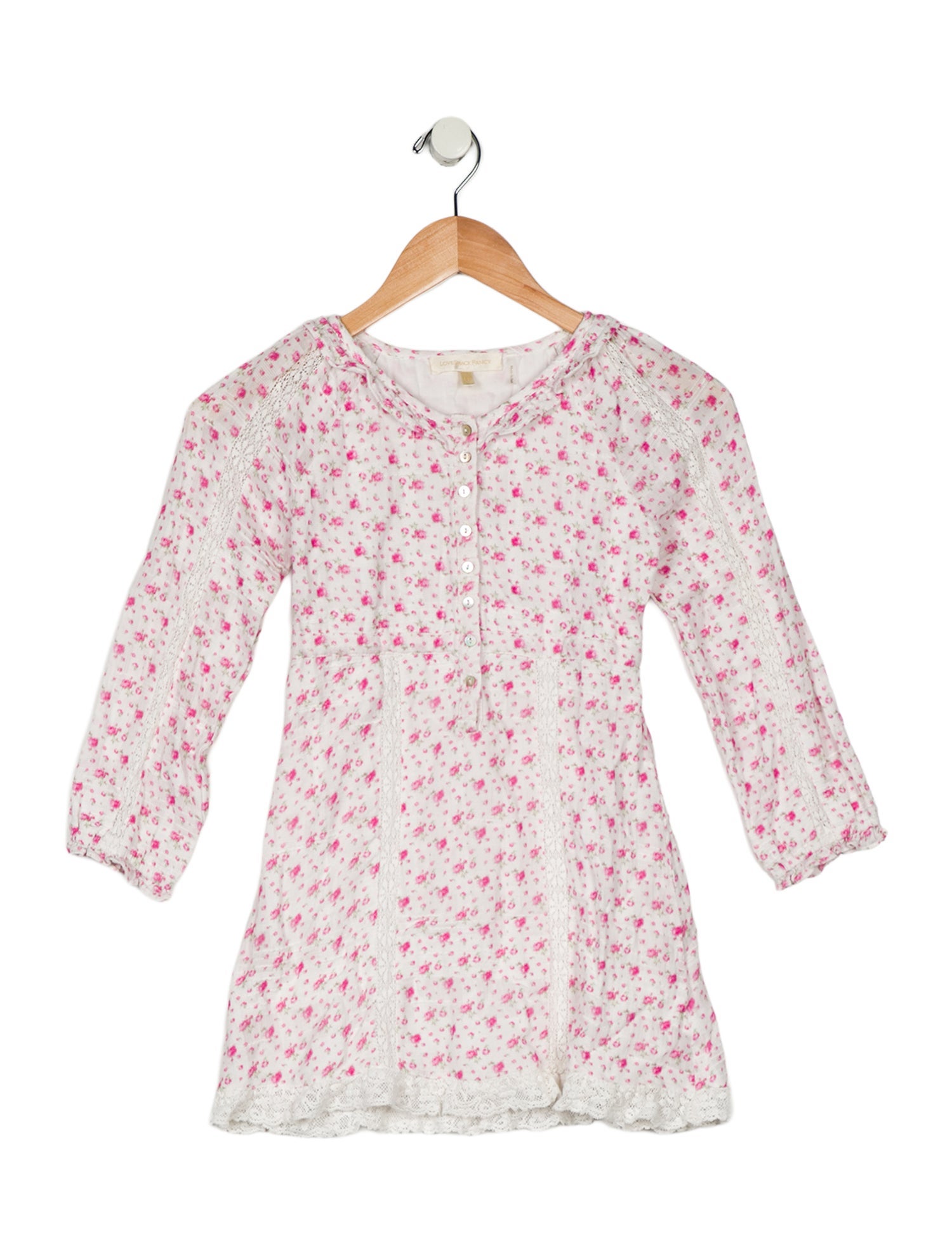 LoveShackFancy Girls Long Sleeve Floral Dress