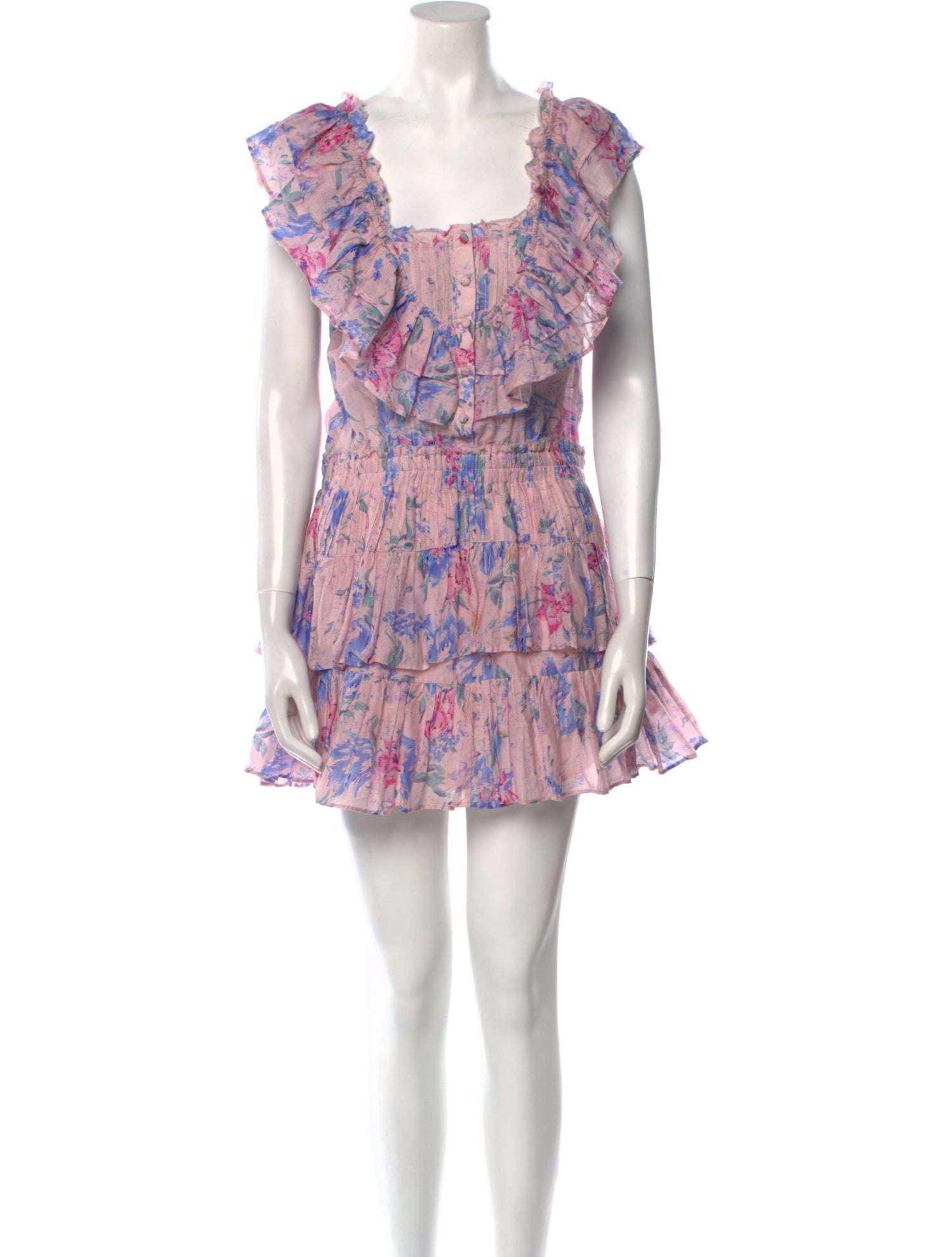 LoveShackFancy Floral Print Mini Dress