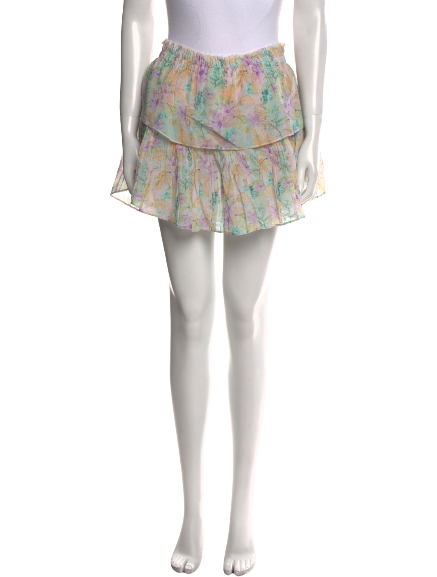 LoveShackFancy Floral Print Mini Skirt