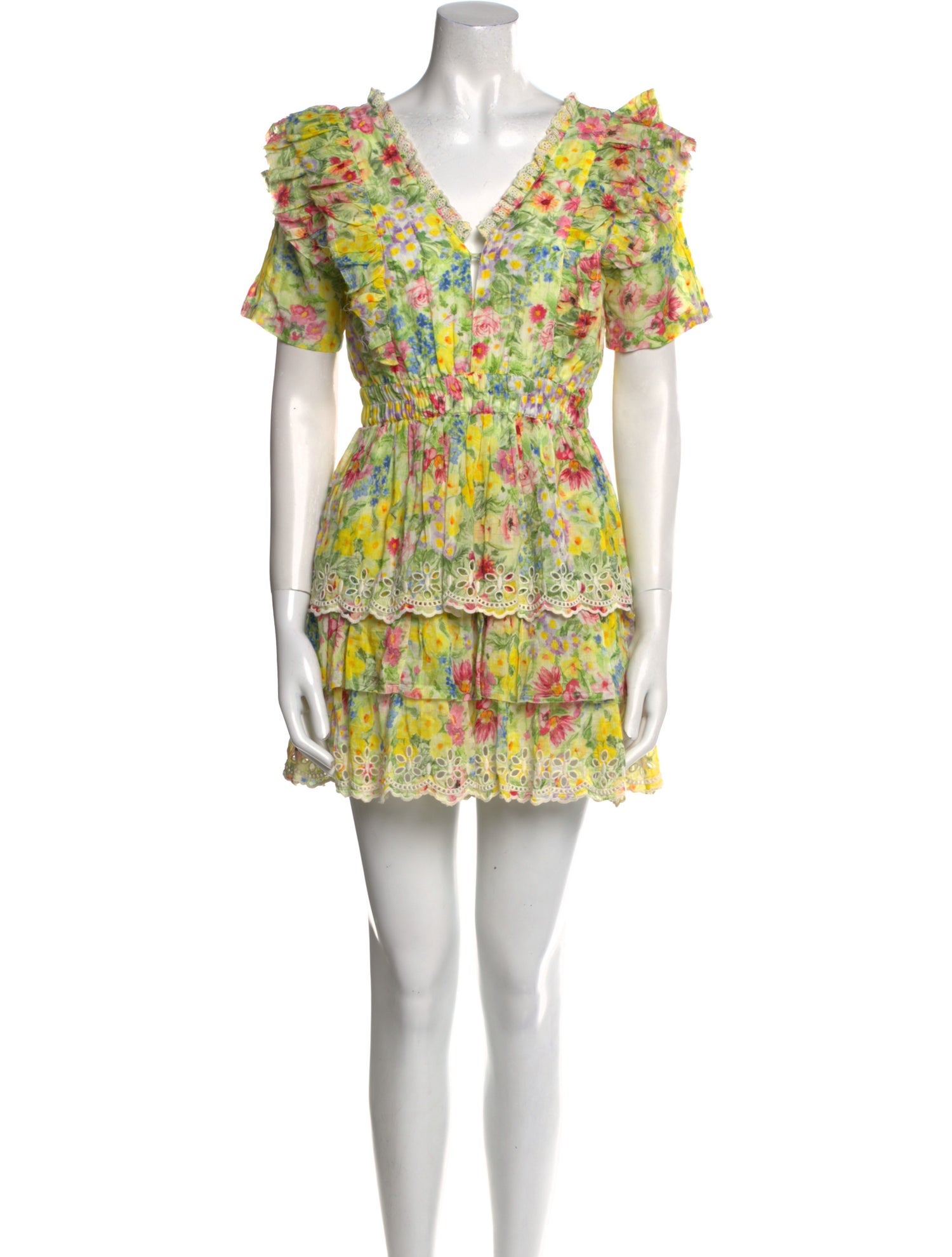 LoveShackFancy Floral Print Mini Dress
