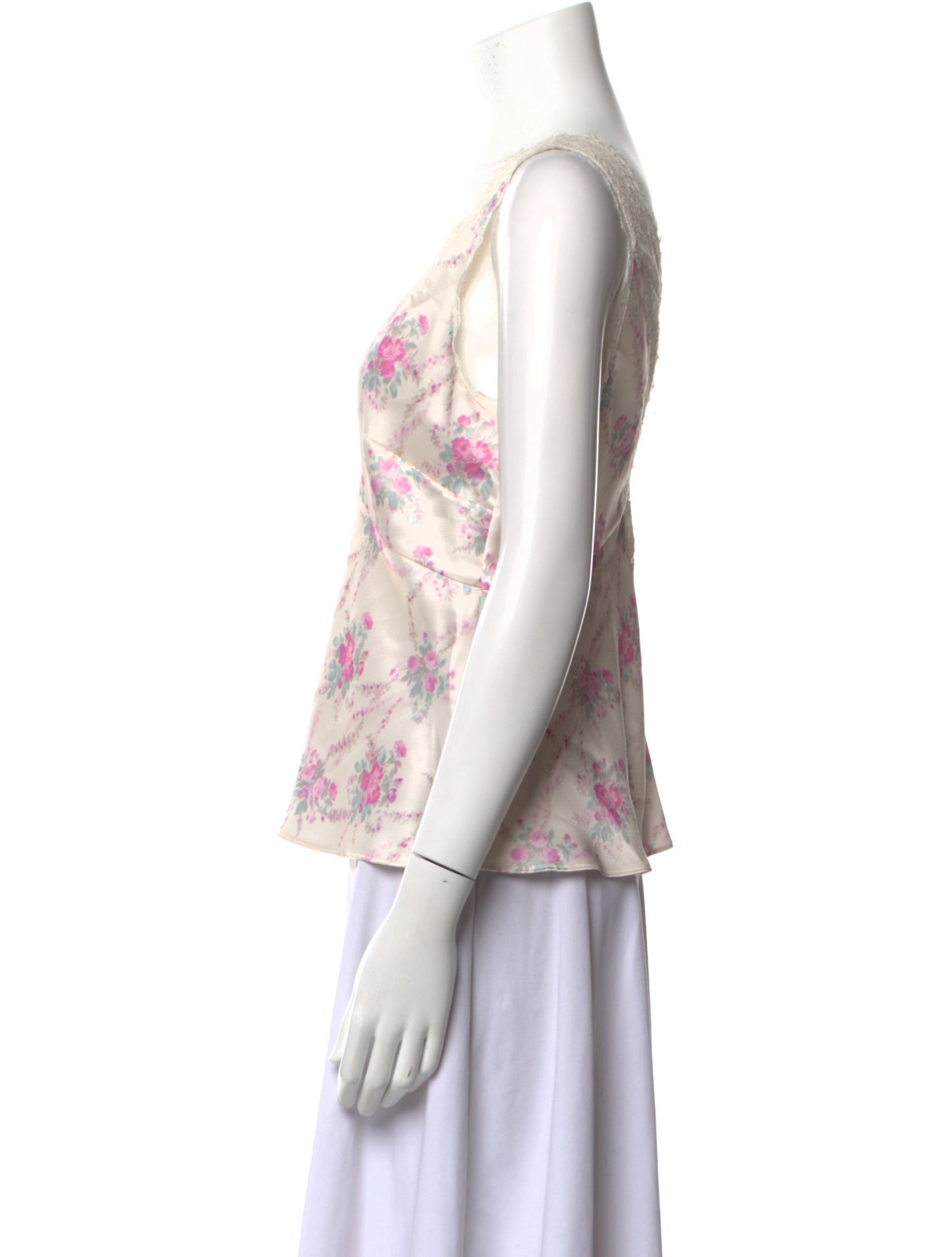 LoveShackFancy Floral Print V-Neck Top