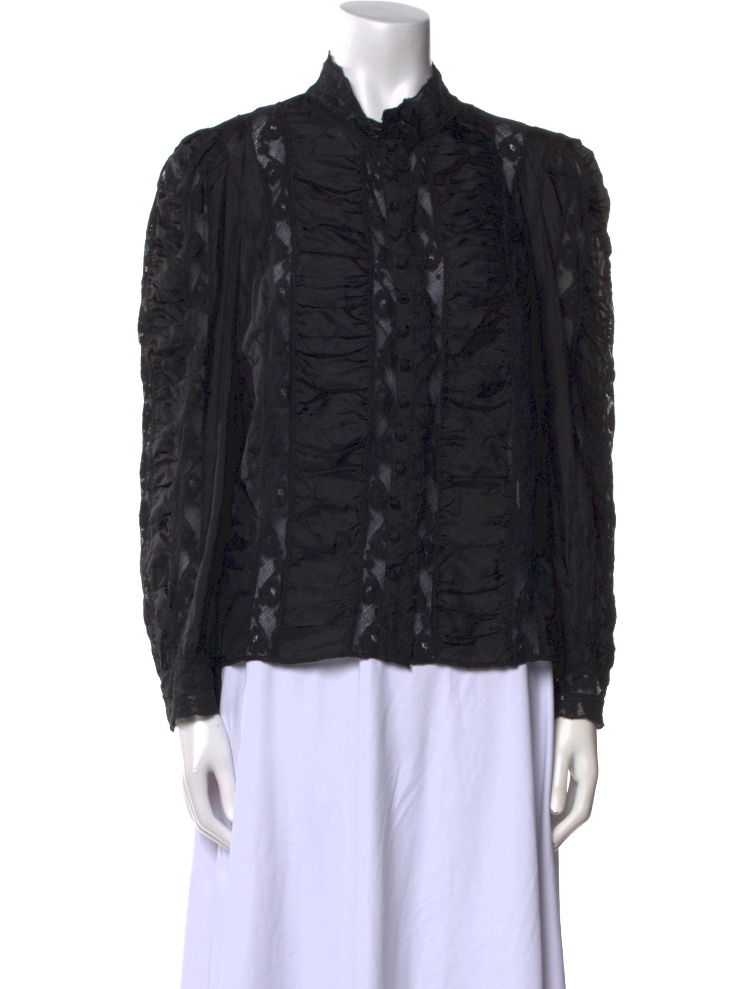 LoveShackFancy Silk Mock Neck Button-Up Top w/ Tags