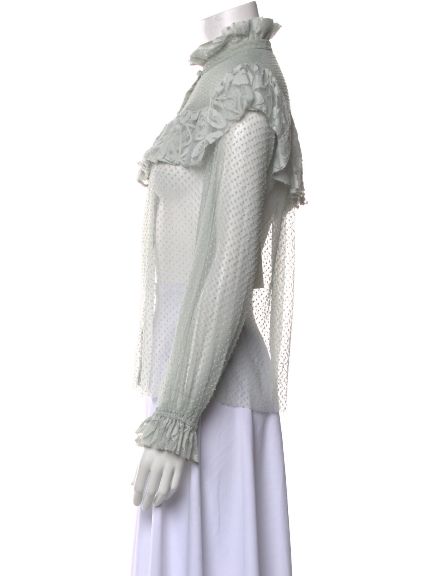 LoveShackFancy Mock Neck Long Sleeve Blouse