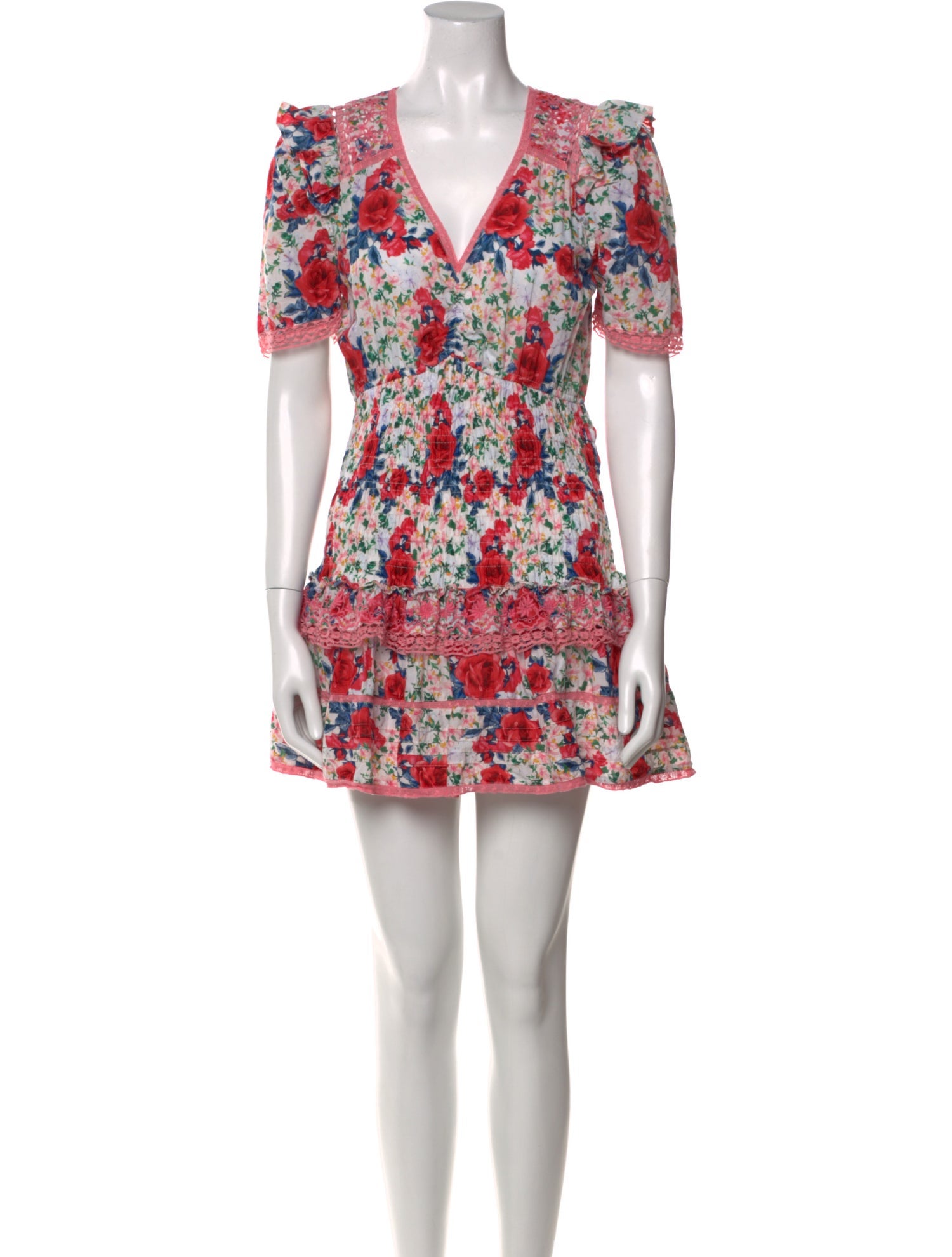 LoveShackFancy Floral Print Mini Dress