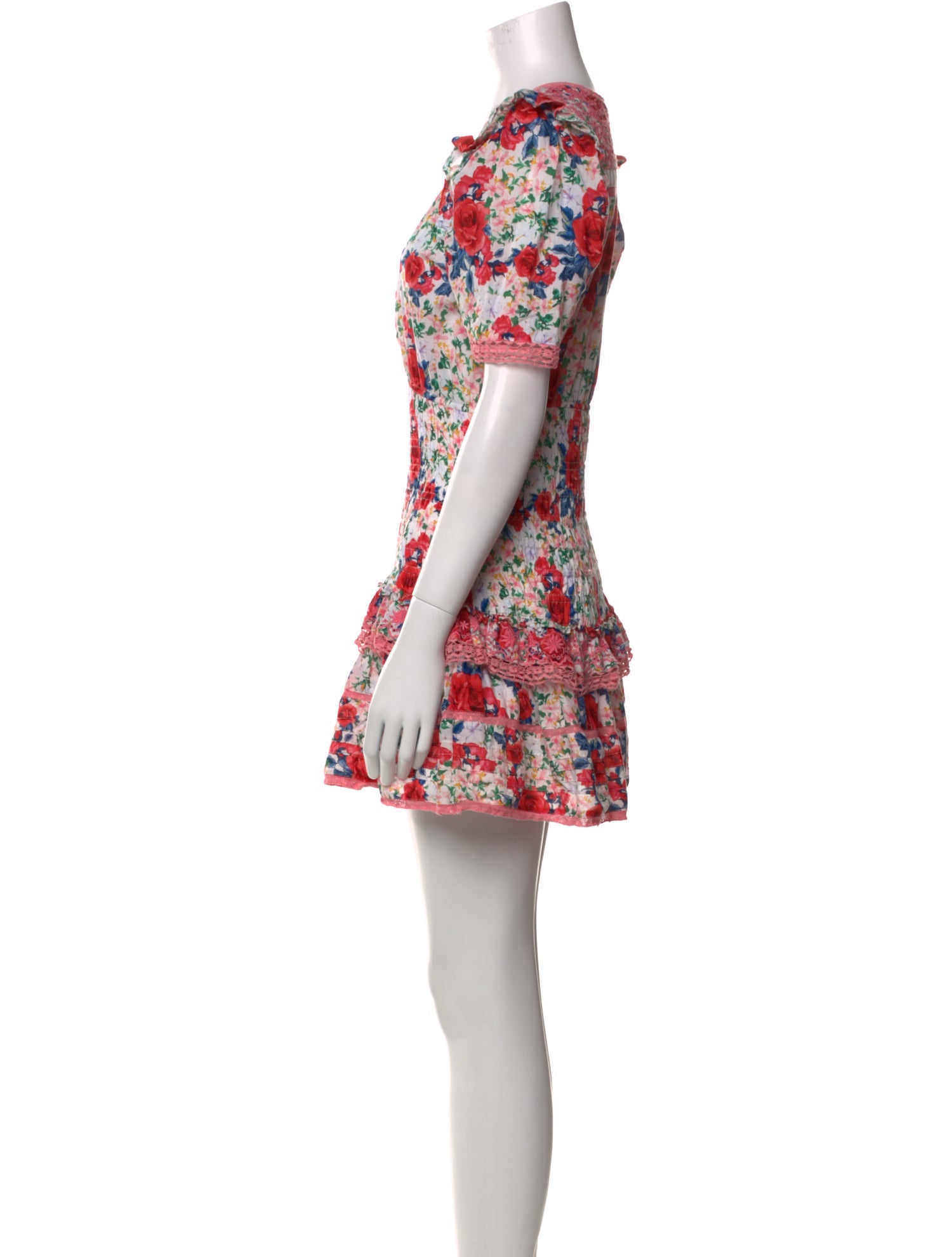 LoveShackFancy Floral Print Mini Dress
