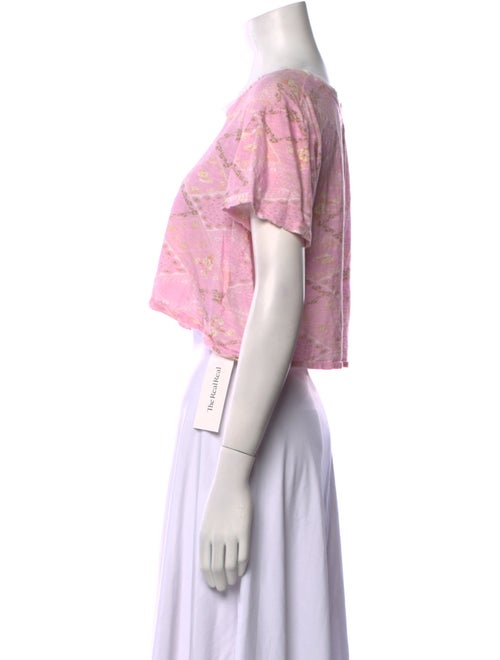 LoveShackFancy Printed Bateau Neckline Crop Top