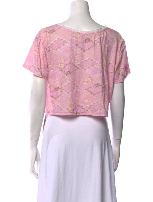 LoveShackFancy Printed Bateau Neckline Crop Top