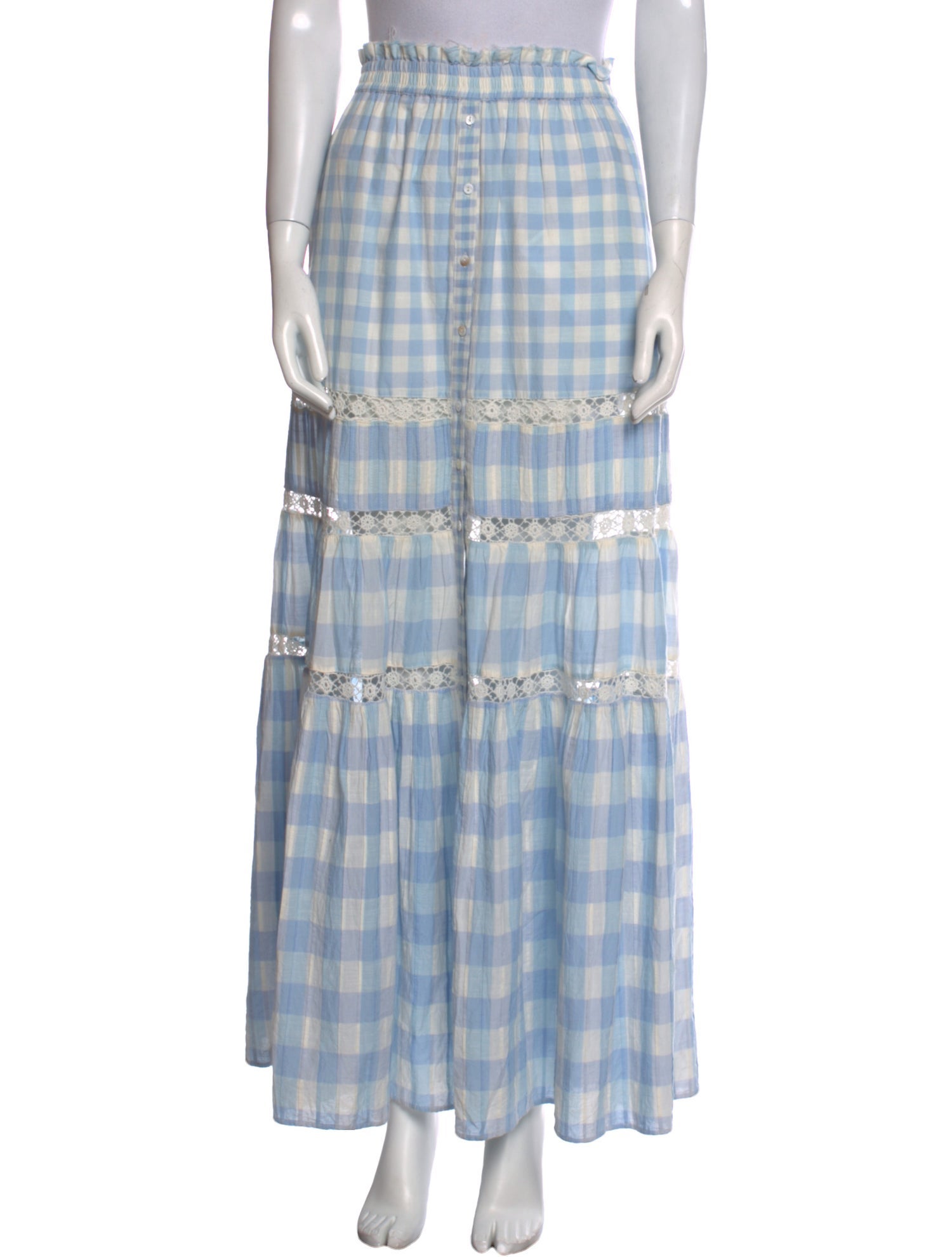 LoveShackFancy Plaid Print Long Skirt