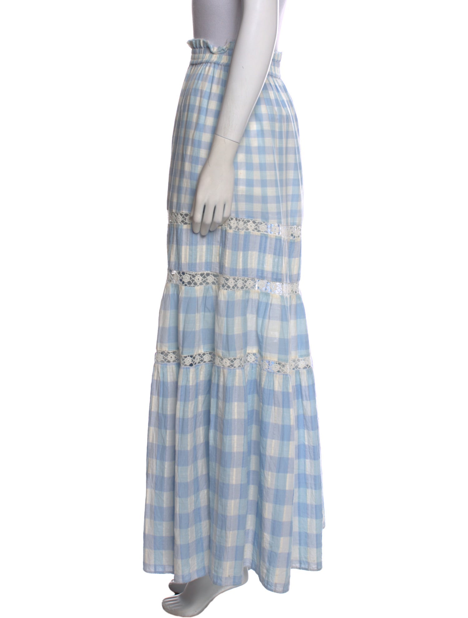 LoveShackFancy Plaid Print Long Skirt