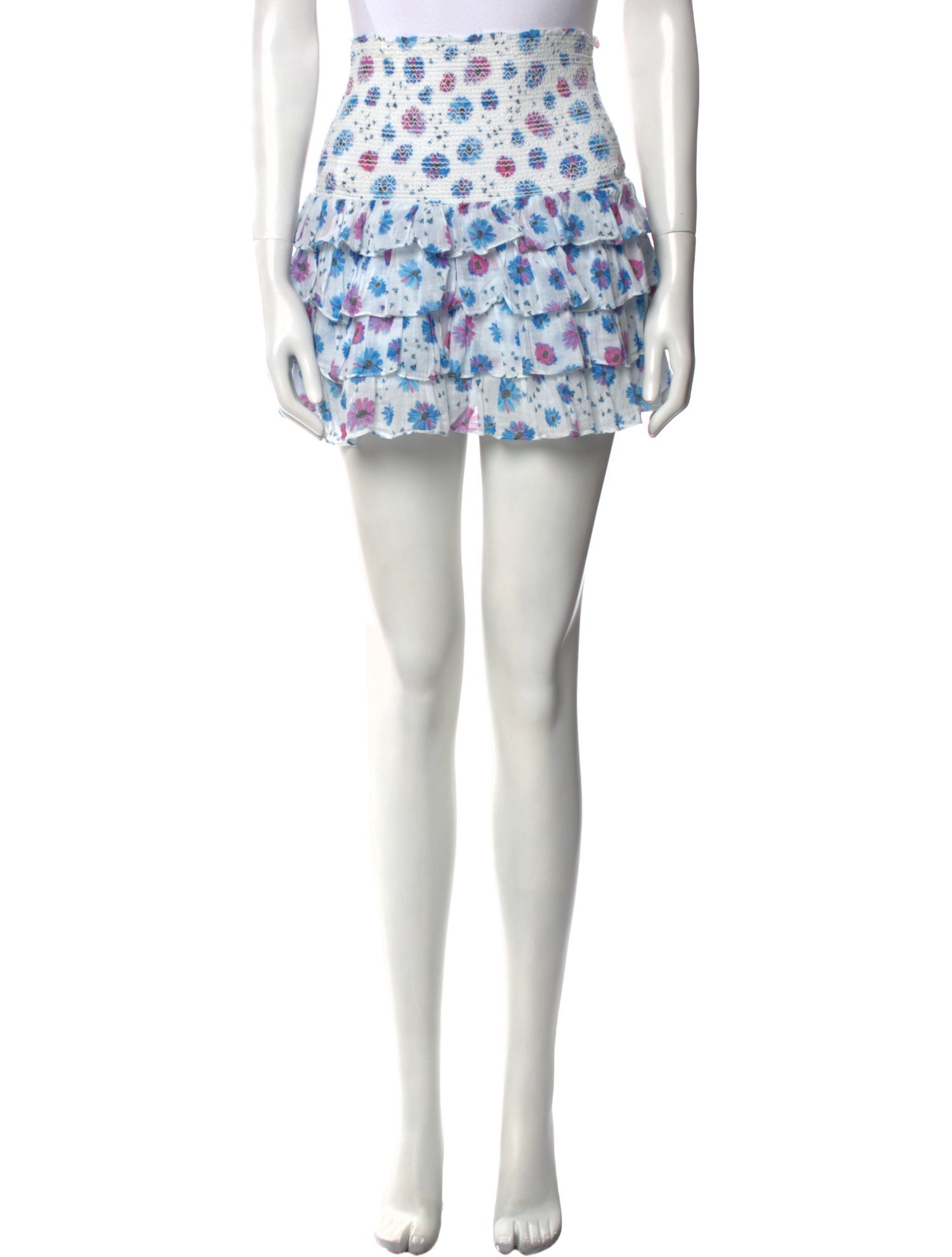 LoveShackFancy Floral Print Mini Skirt