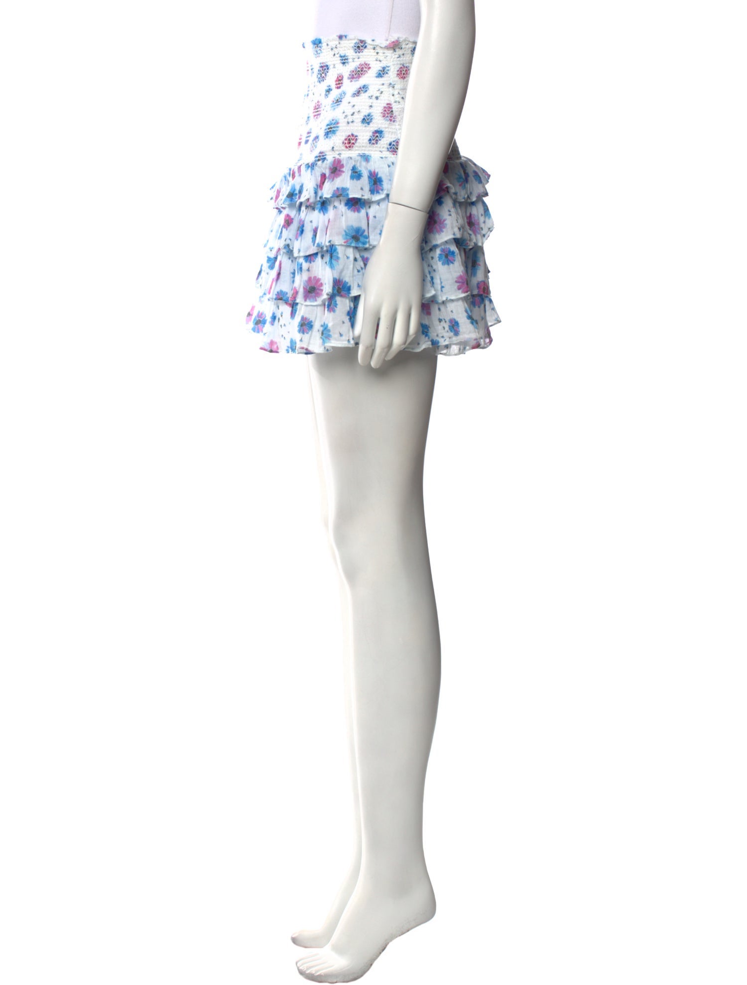 LoveShackFancy Floral Print Mini Skirt