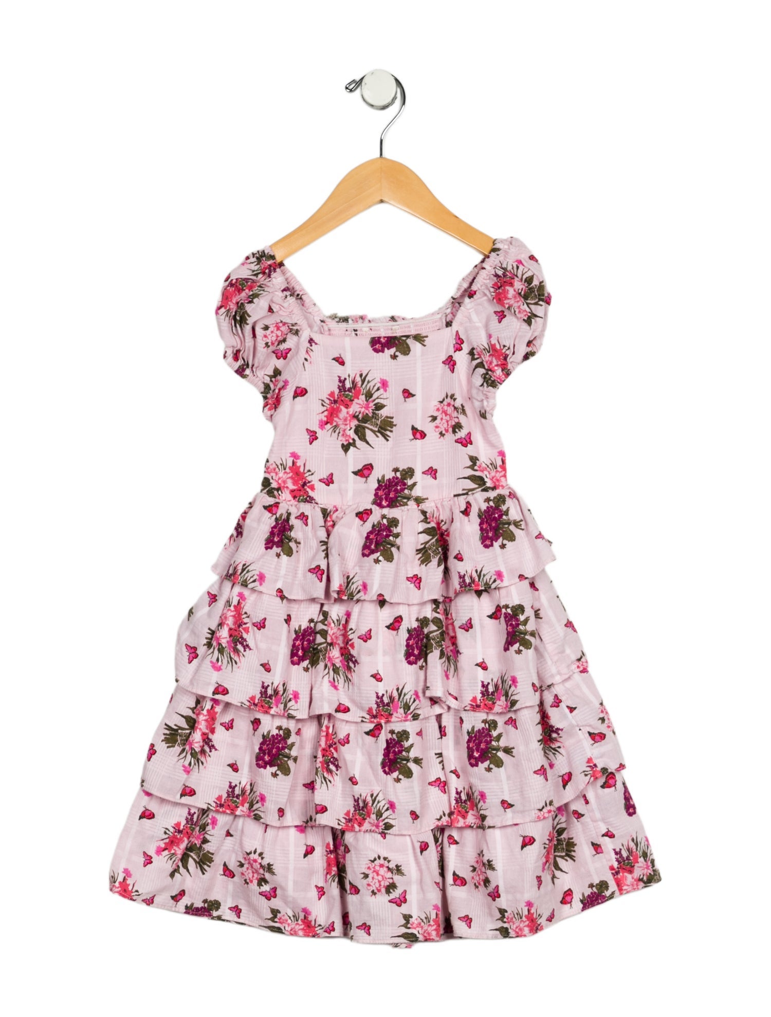 LoveShackFancy Girls' Printed Short Sleeve Dress