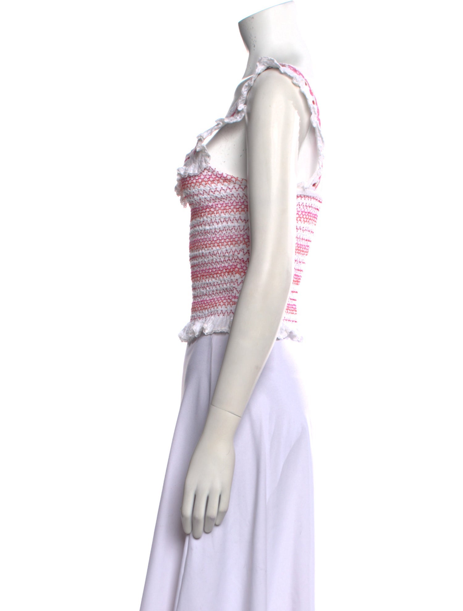 LoveShackFancy Striped Scoop Neck Crop Top