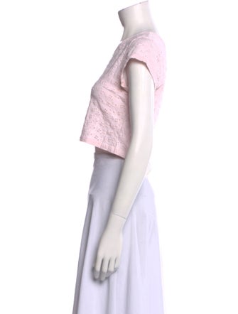 LoveShackFancy Crew Neck Short Sleeve Crop Top