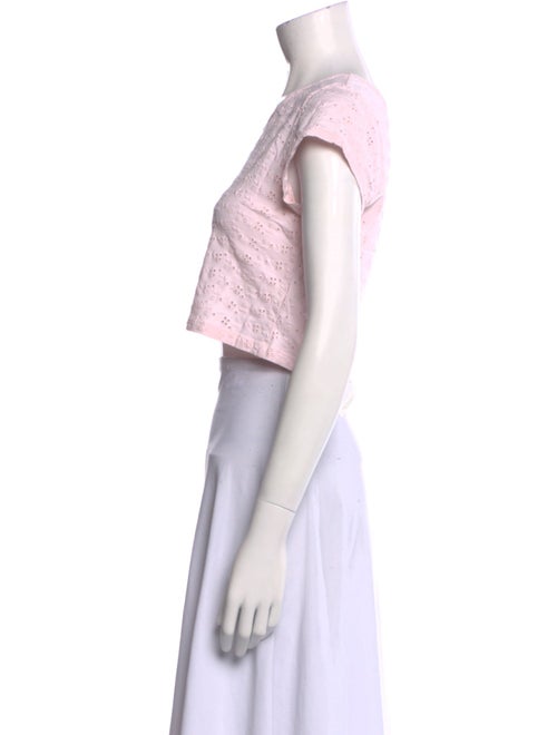 LoveShackFancy Crew Neck Short Sleeve Crop Top