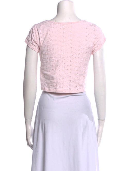 LoveShackFancy Crew Neck Short Sleeve Crop Top