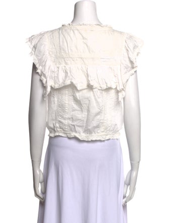 LoveShackFancy Crew Neck Short Sleeve Crop Top