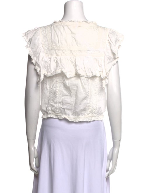 LoveShackFancy Crew Neck Short Sleeve Crop Top