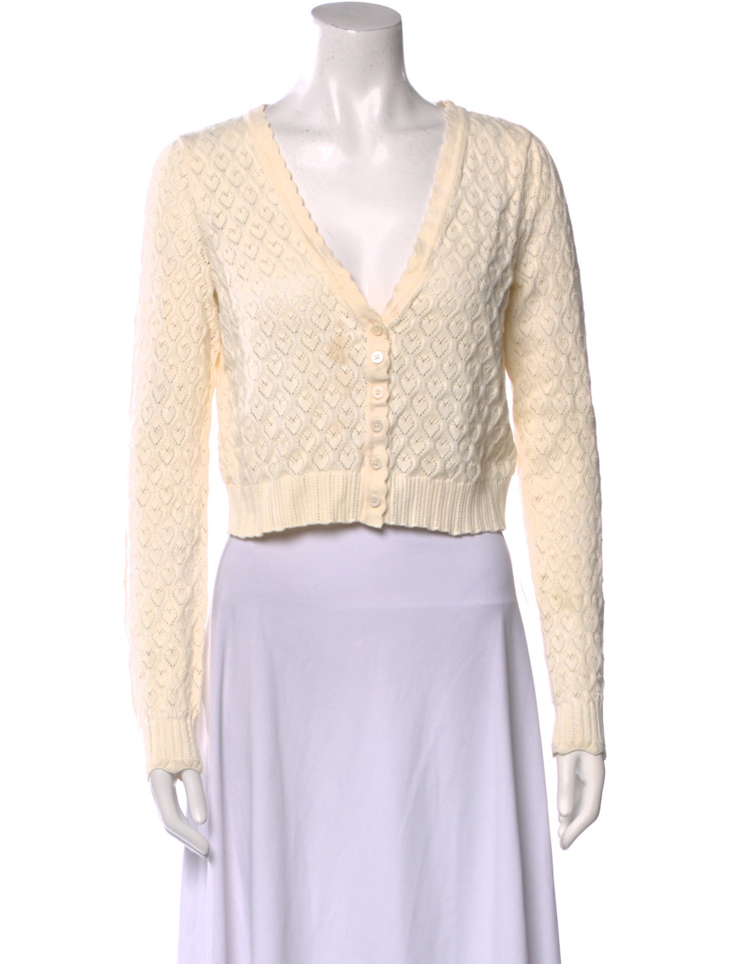 LoveShackFancy V-Neck Long Sleeve Crop Top