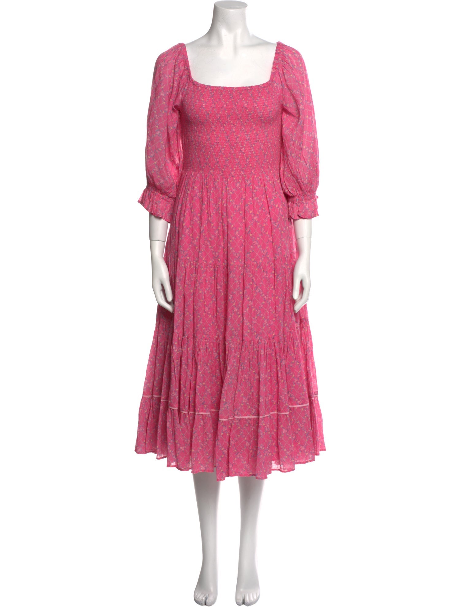 LoveShackFancy Square Neckline Midi Length Dress