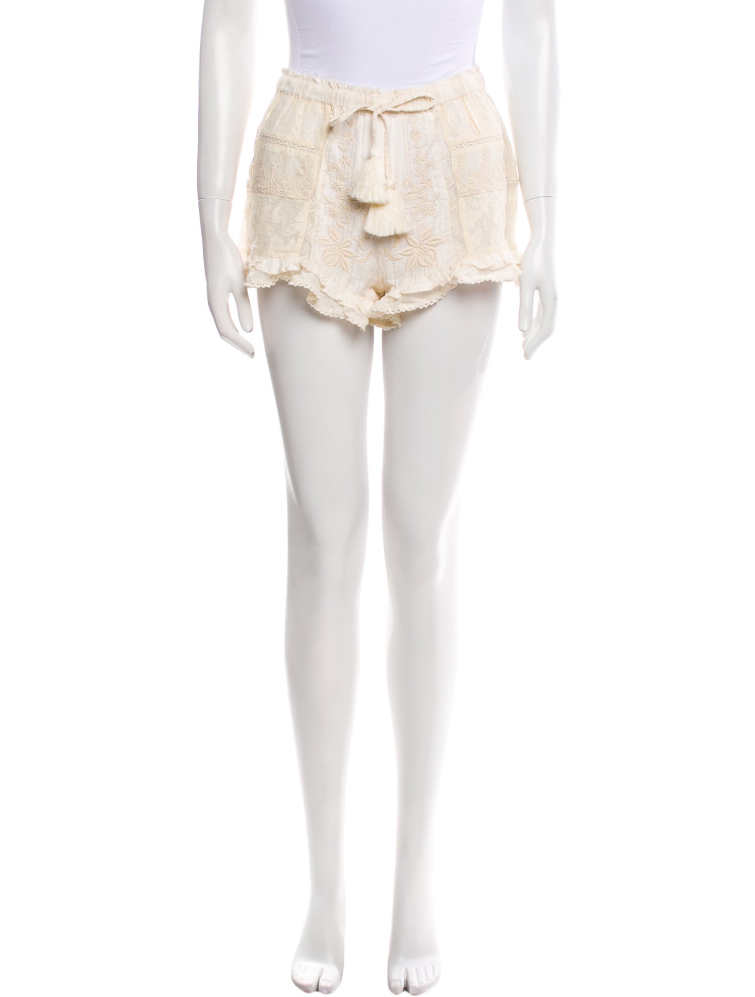 LoveShackFancy Lace Pattern Mini Shorts