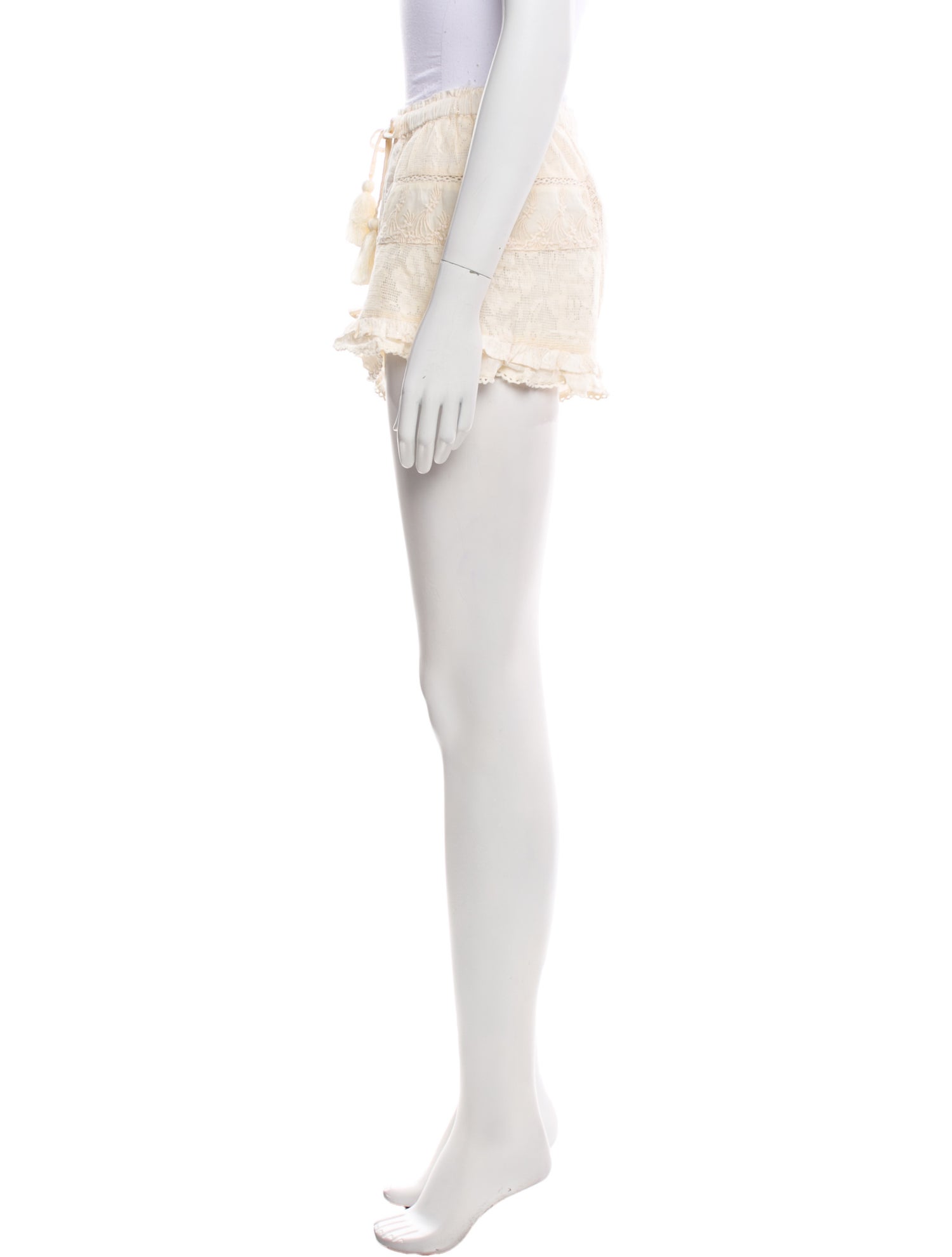 LoveShackFancy Lace Pattern Mini Shorts