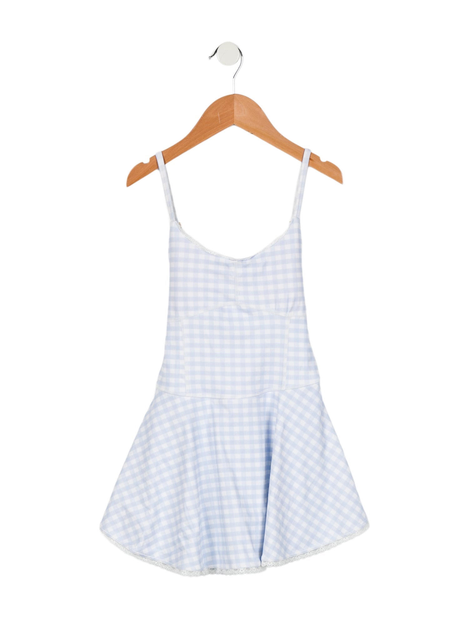LoveShackFancy Girls' Gingham Print Bathing Suit