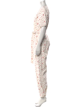 LoveShackFancy Floral Print V-Neck Jumpsuit