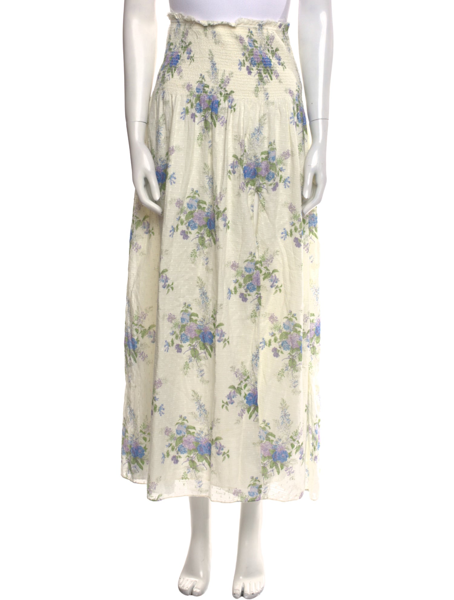 LoveShackFancy Floral Print Midi Length Skirt