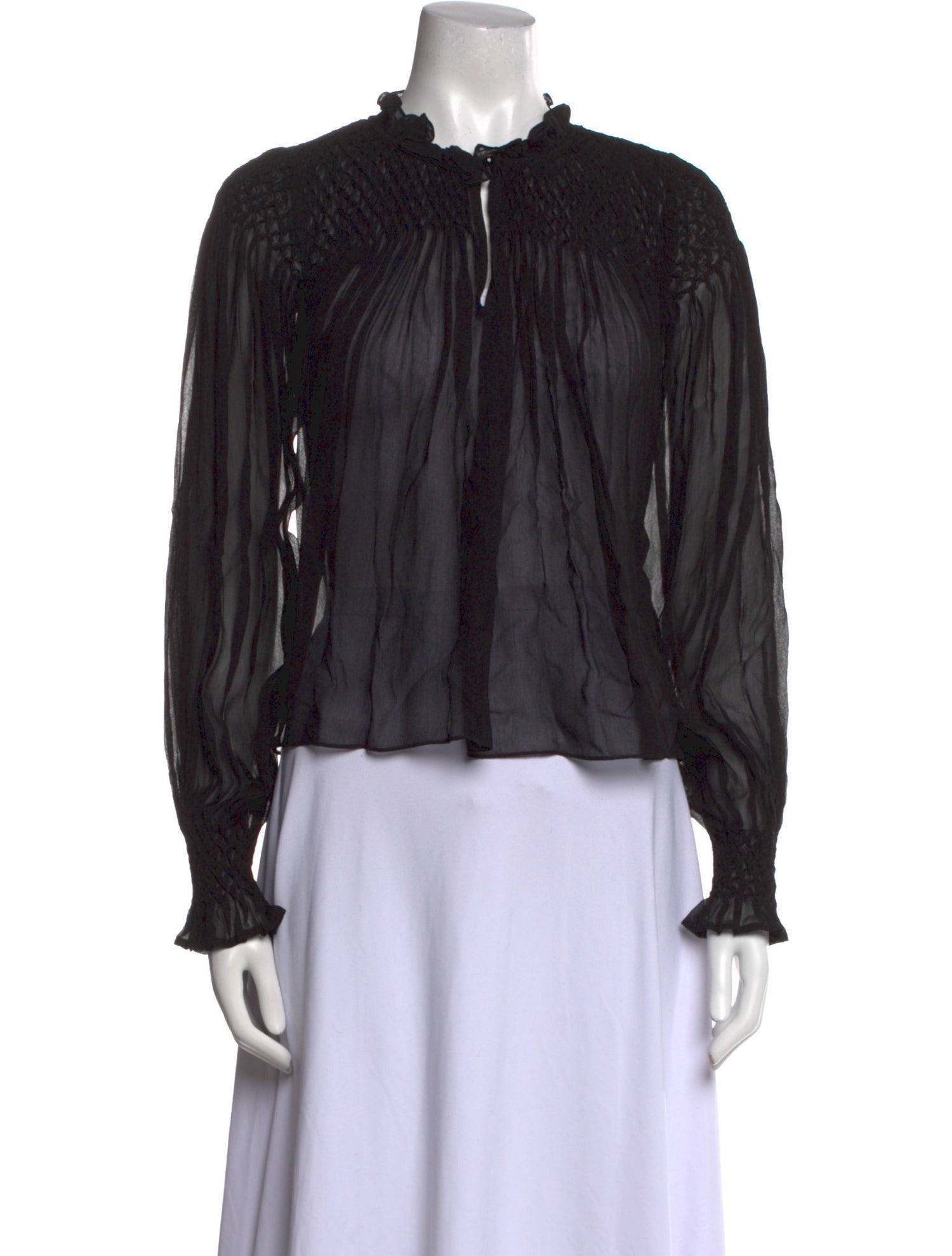 LoveShackFancy Mock Neck Long Sleeve Blouse