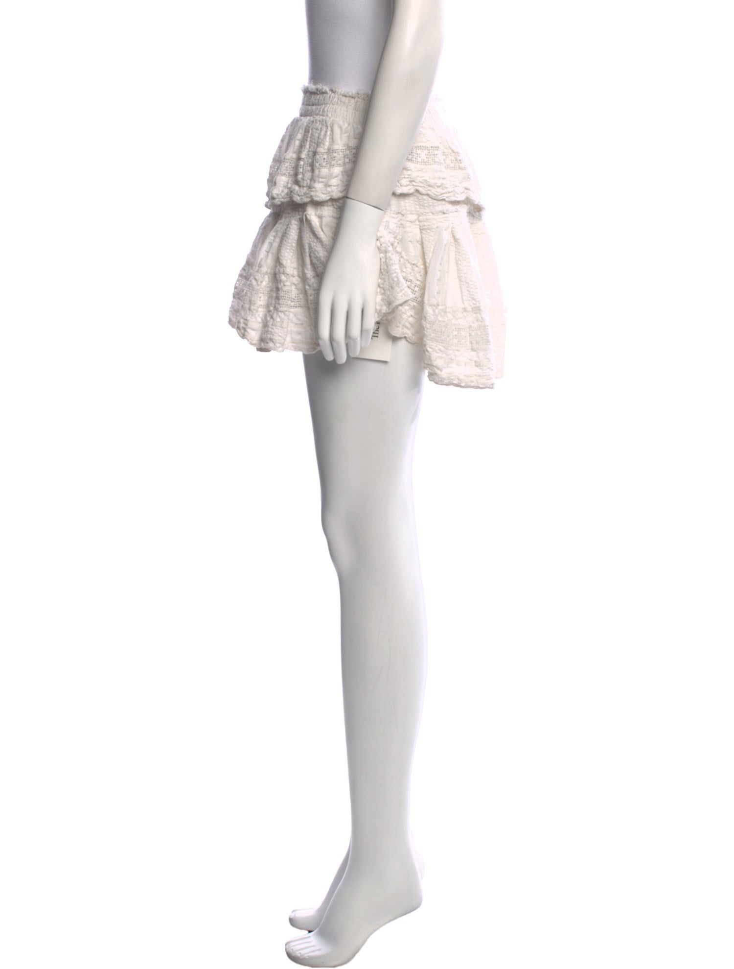 LoveShackFancy Embroidered Accent Mini Skirt