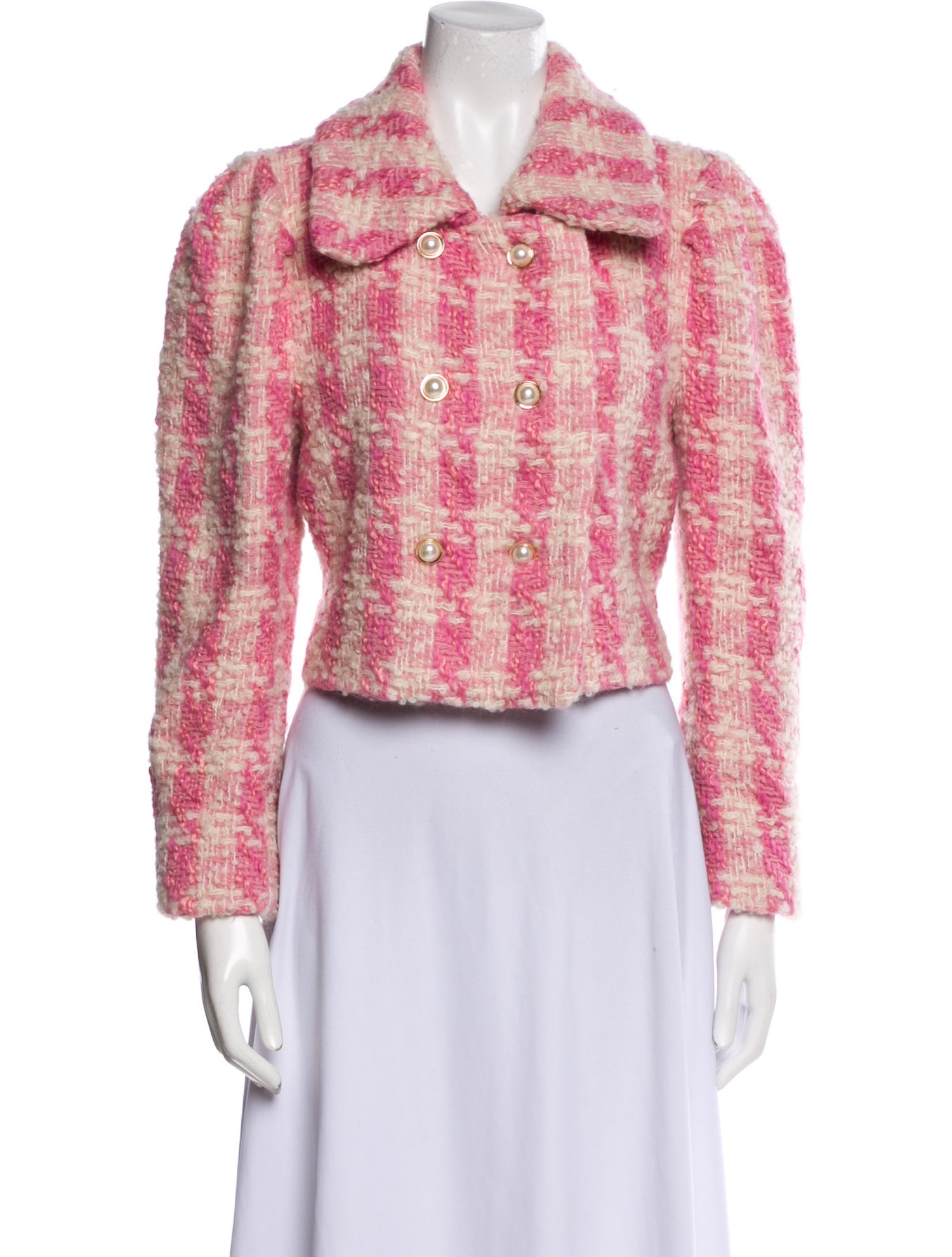 LoveShackFancy Wool Tweed Pattern Evening Jacket