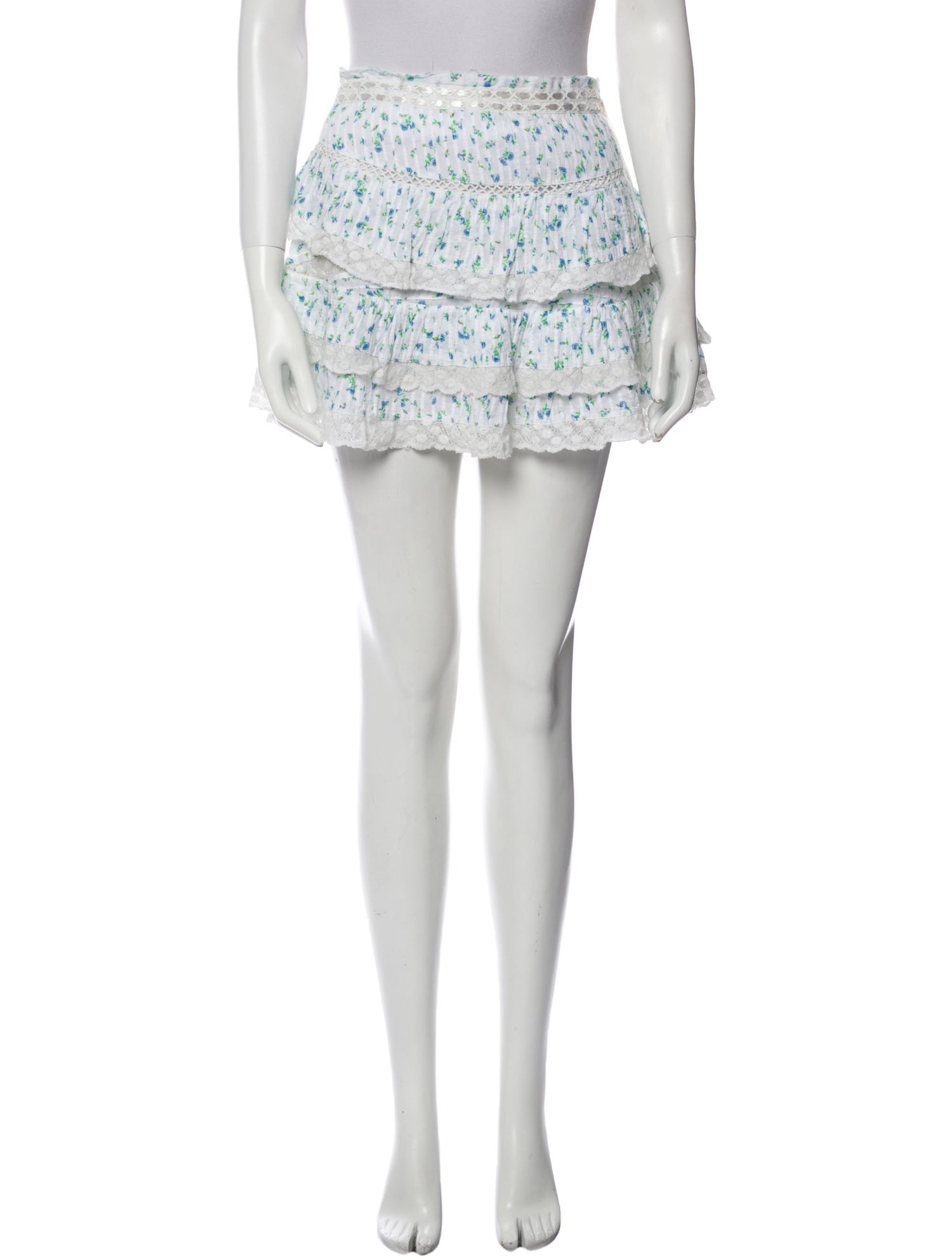 LoveShackFancy Floral Print Mini Skirt