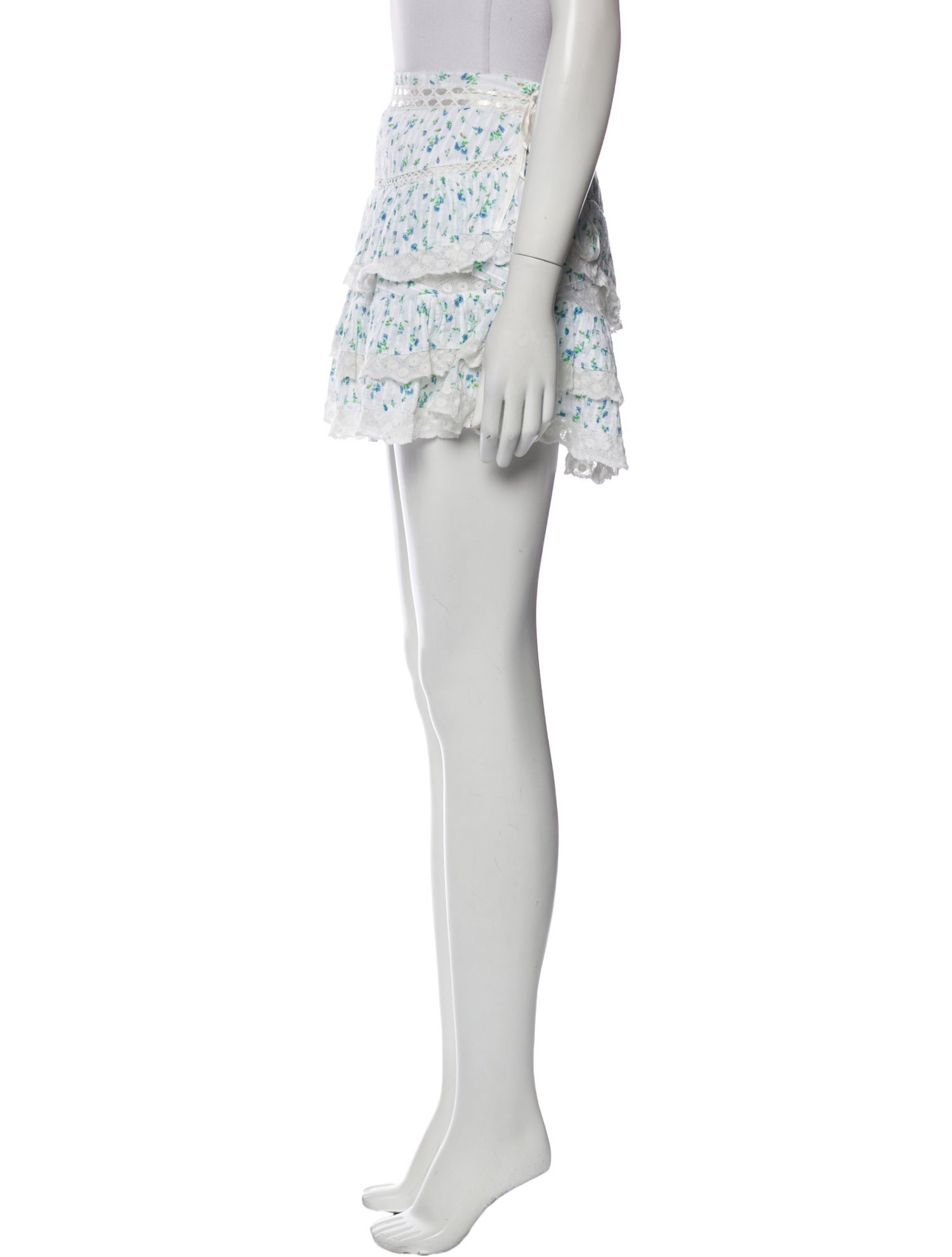 LoveShackFancy Floral Print Mini Skirt