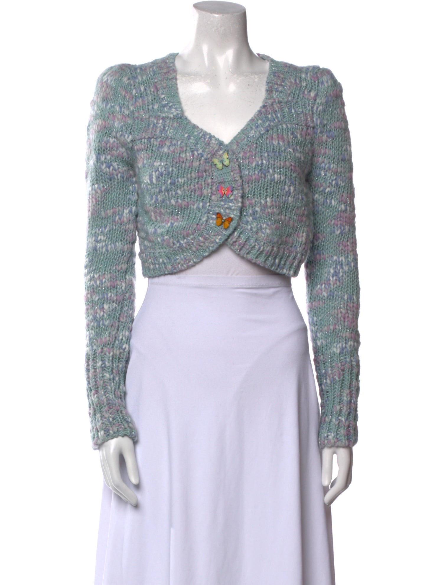 LoveShackFancy Printed V-Neck Sweater