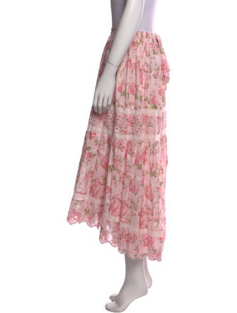 LoveShackFancy Floral Print Midi Length Skirt