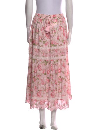 LoveShackFancy Floral Print Midi Length Skirt