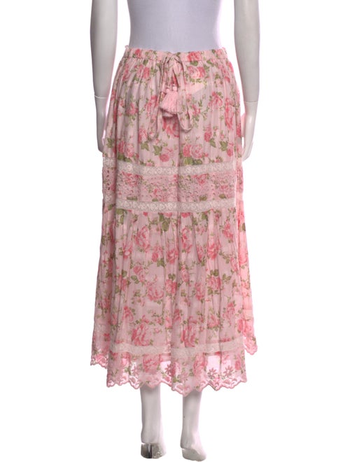 LoveShackFancy Floral Print Midi Length Skirt